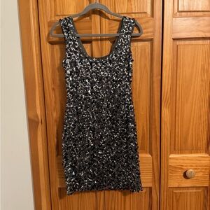 Guess Black Sequin Mini Dress